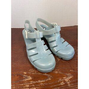 Juju Womens Glitter Jelly Sandals Adjustable Buckle Strap Light Blue